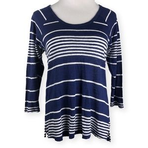 Joie XS Woman’s Top Blue White Striped 3/4 Sleeve